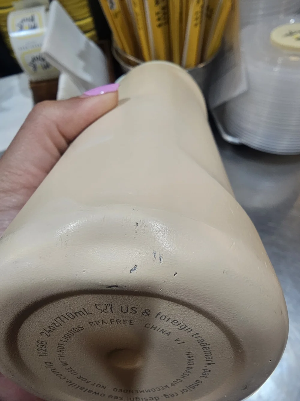 Owala Cream & Mustard Insulated Water Bottle with Mint Trim